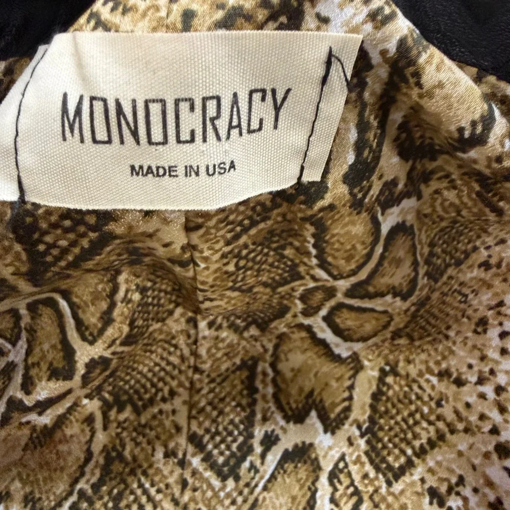 Monocracy Wool Blend Tweed Vest Mustard Yellow Faux Leather Collar Small MJC8002 - Picture 7 of 11